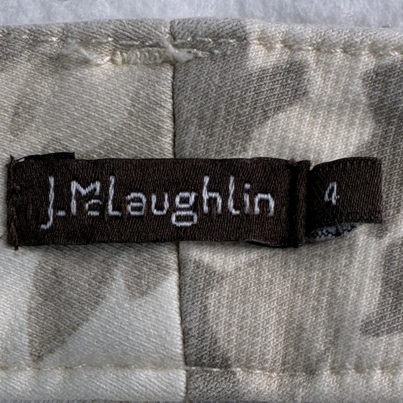 J. McLaughlin Lexi Beige Camo Floral Print Straight Mid Jeans Pants Sz 4 Stretch - Picture 4 of 15